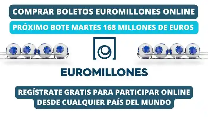 Jugar al próximo bote Euromillones online 168 millones