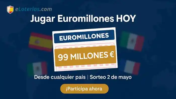 Jugar Euromillones hoy desde el extranjero bote 99 millones
