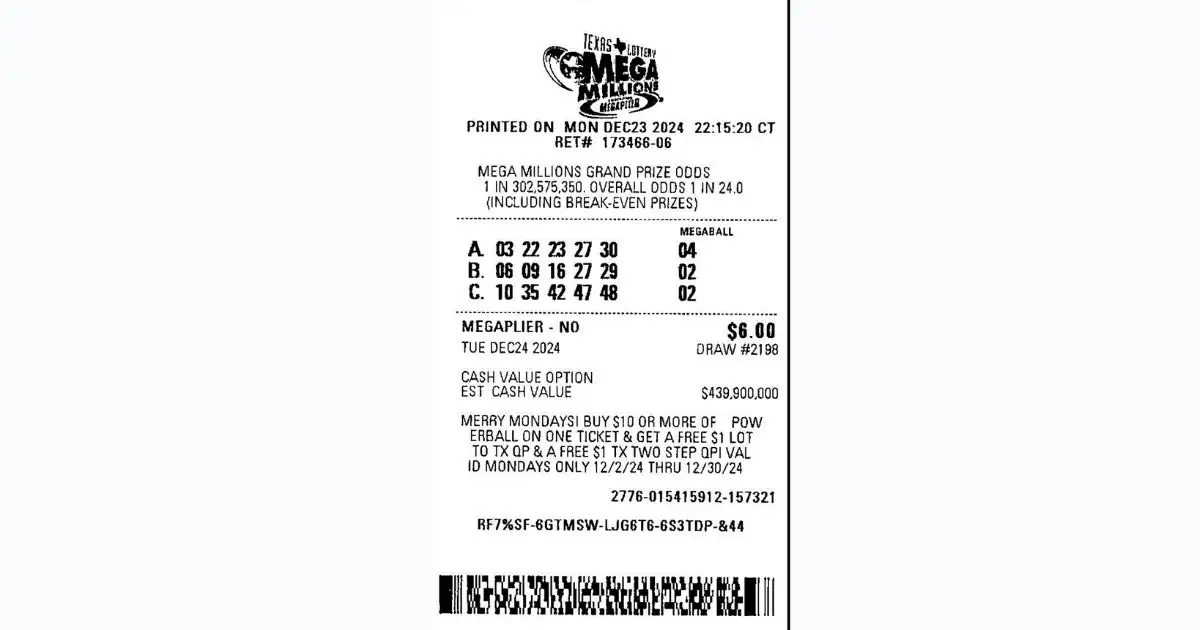 boleto oficial de mega Millions usa escaneado ejemplo real de apuesta
