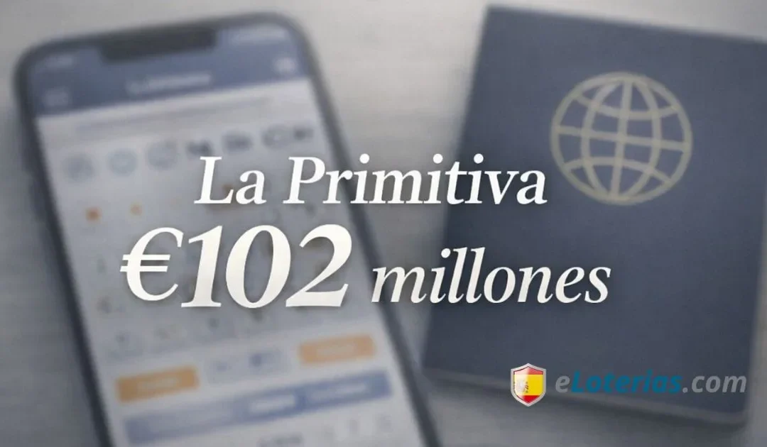 Bote de La Primitiva de 102 millones de euros y guía para jugar online desde fuera de España