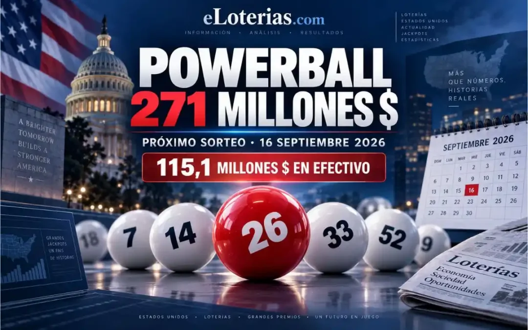 Powerball alcanza 271 millones de dólares para el próximo sorteo del 16 de septiembre de 2026